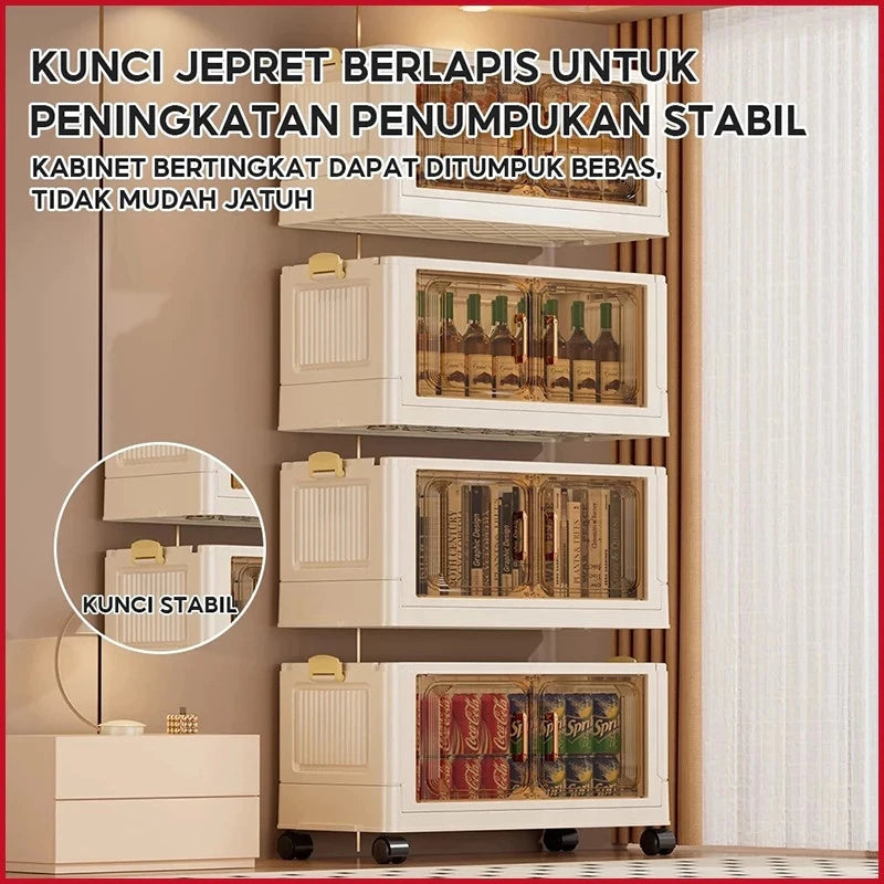 Lemari Plastik Lipat 2-5 Susun Rak Pakaian Penyimpanan Serbaguna Wardrobe Storage
