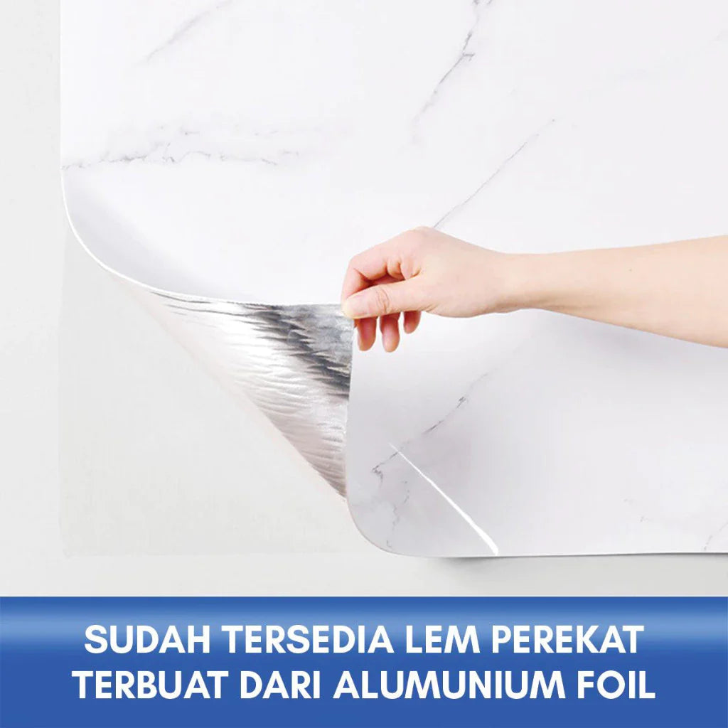 Hoptech - Wallpaper Dinding Motif Marmer Vinyl Waterproof 60x244cm PET Foam Roll Sticker Dekorasi