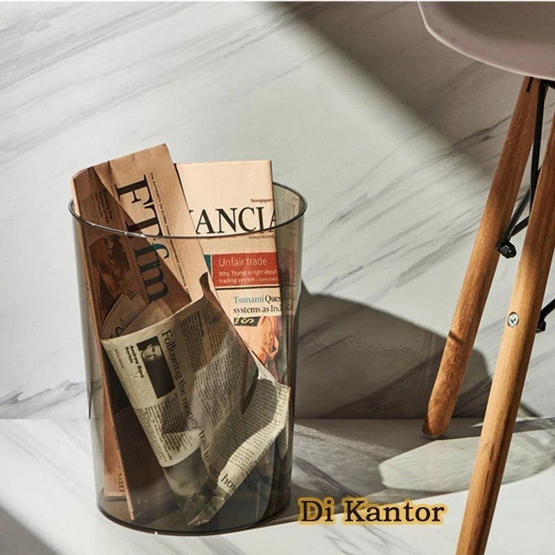 Hoptech - Tempat Sampah Transparan 12L Aesthetic, untuk Meja, Kantor, Kamar Mandi & Dapur