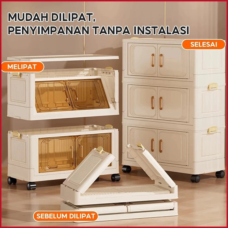 Lemari Plastik Lipat 2-5 Susun Rak Pakaian Penyimpanan Serbaguna Wardrobe Storage