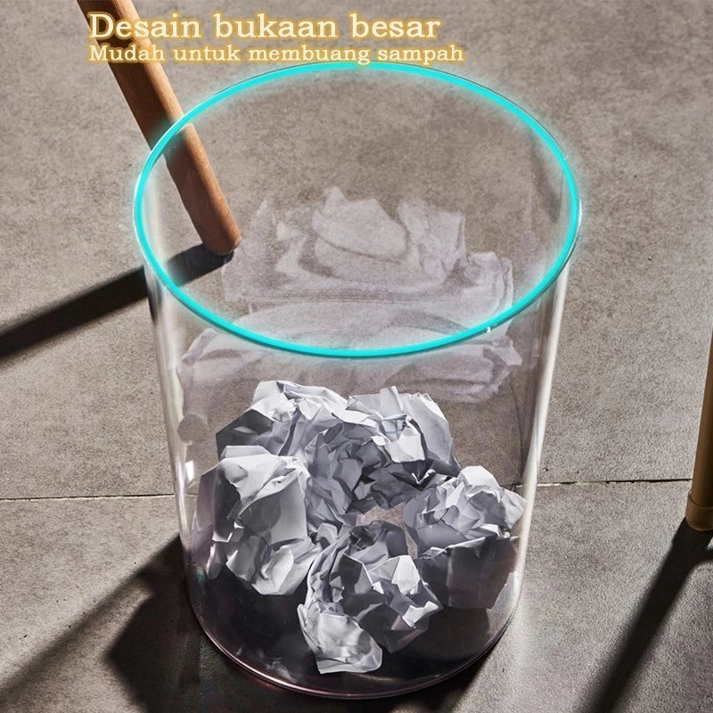 Hoptech - Tempat Sampah Transparan 12L Aesthetic, untuk Meja, Kantor, Kamar Mandi & Dapur