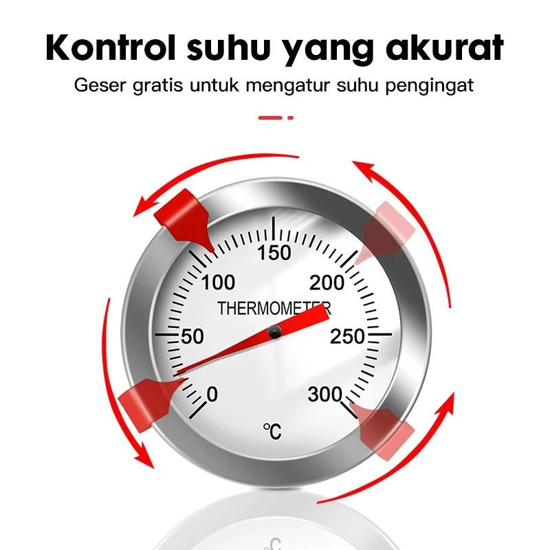 HOPTECH - Termometer Penggorengan Stainless Steel 0-300°C – Termometer Minyak Goreng, Masak, dan BBQ
