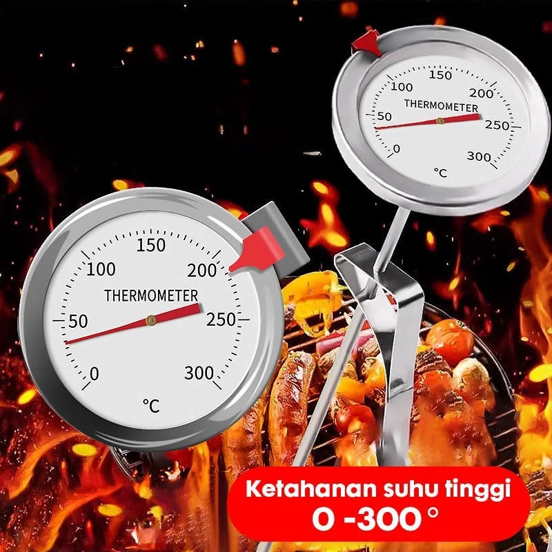 HOPTECH - Termometer Penggorengan Stainless Steel 0-300°C – Termometer Minyak Goreng, Masak, dan BBQ