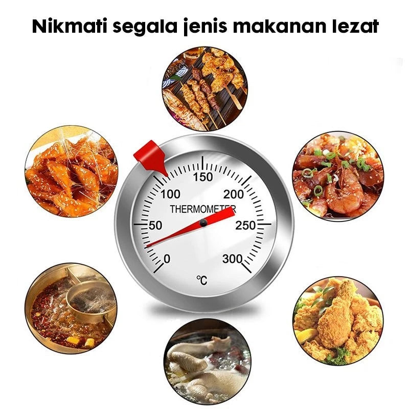 HOPTECH - Termometer Penggorengan Stainless Steel 0-300°C – Termometer Minyak Goreng, Masak, dan BBQ