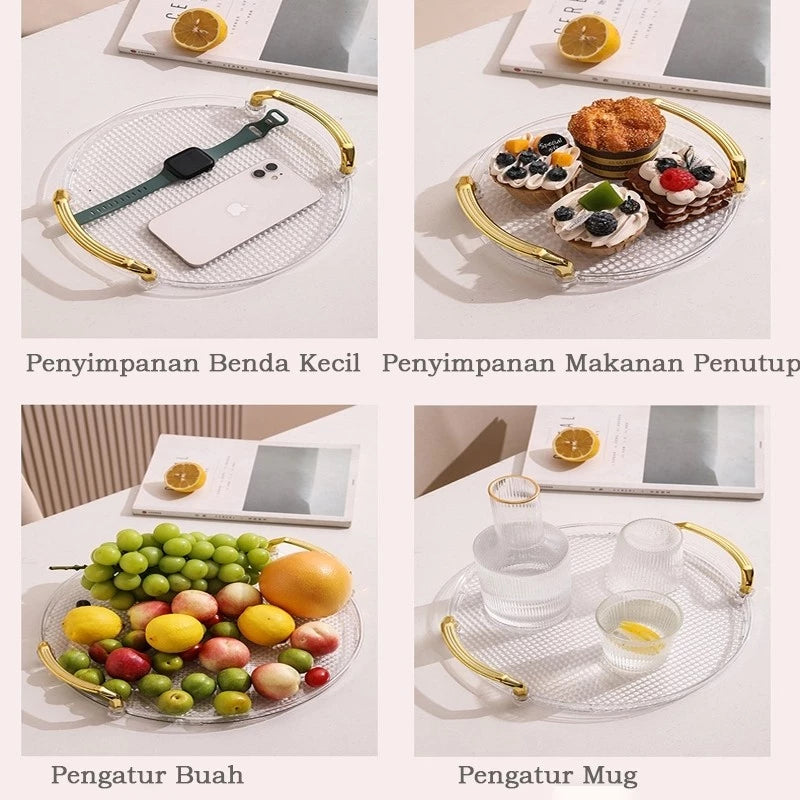 Hoptech -1 Set Tudung Saji Transparan Tempat Kue Bolu/Wadah Piring Penutup Makanan & Buah Praktis