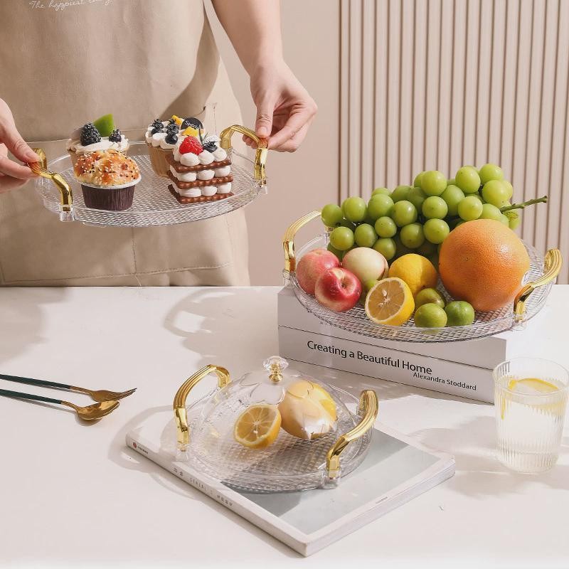 Hoptech -1 Set Tudung Saji Transparan Tempat Kue Bolu/Wadah Piring Penutup Makanan & Buah Praktis