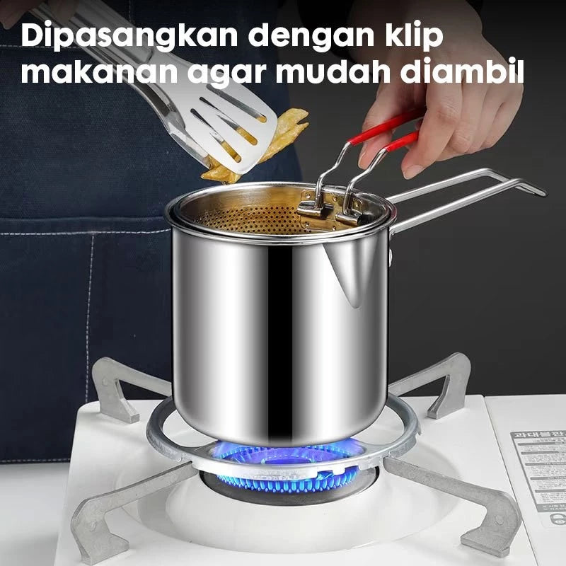 HOPTECH - Deep Fryer 13cm 5in1 Stainless Steel Multi Set Panci Penggorengan Rebus Saringan Capitan Klip