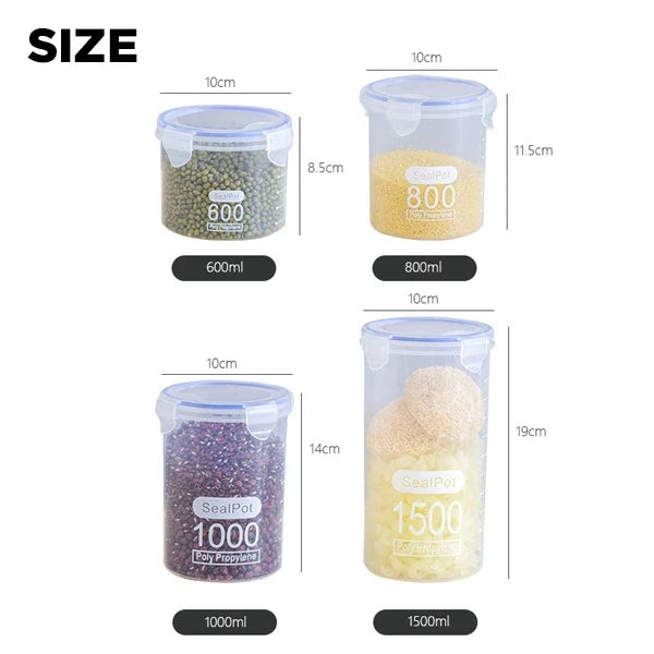 Hoptech - Toples PP Transparan | Tempat Penyimpanan Makanan Ringan & Biskuit | Food Storage Jar