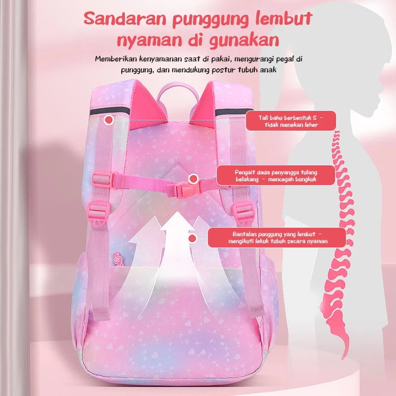 [READY] HOPTECH Girls' School Bags Elementary &amp; Middle School Children's School Bags Large Capacity Waterproof Backpacks Children's Gifts