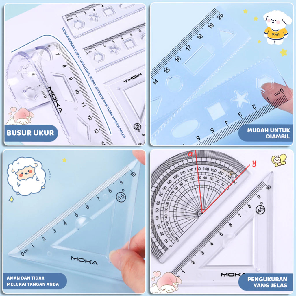 [READY] HOPTECH Cute Ruler 1 Set of 4 Premium Rulers Can Be Bend Without Breaking