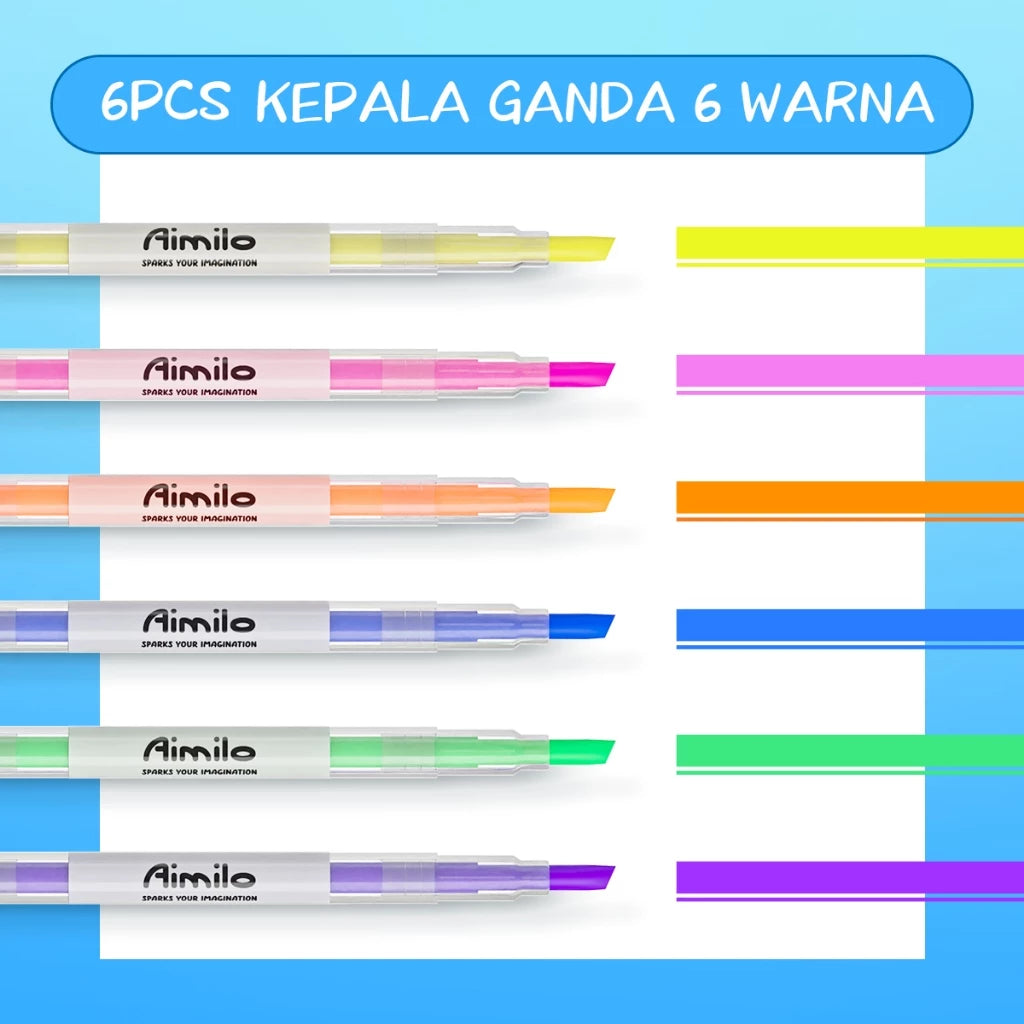 HOPTECH Stabilo Pastel 1 Set Highlighter 2 Sided 6 PCS