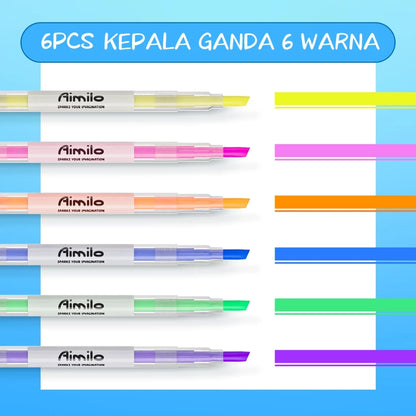 HOPTECH Stabilo Pastel 1 Set Highlighter 2 Sided 6 PCS