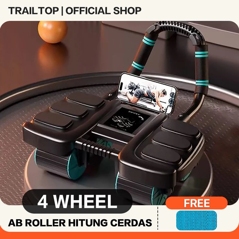 HOPTECH Ab Wheel Roller Smart Count Ab Roller 4 Wheel Home Exercise Equipment 3in1