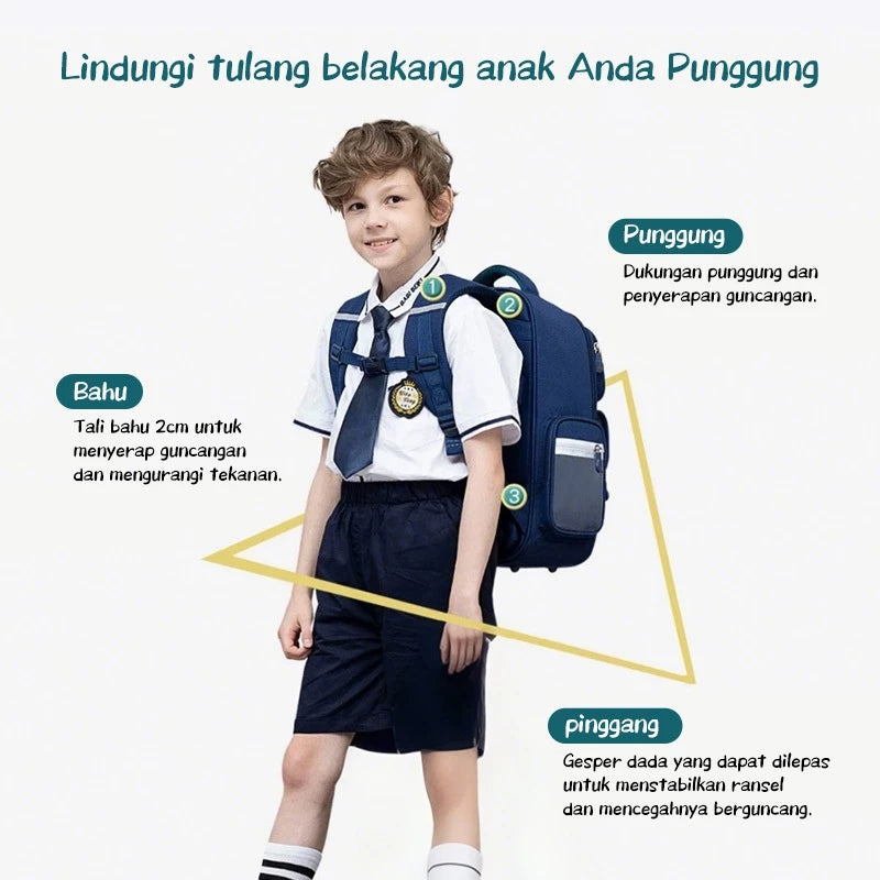 [READY] Hoptech British Style Boys' School Backpack Elementary School Backpack Children's Backpack 