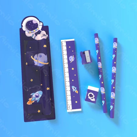 HOPTECH-5in1 Cute Kids Stationery Set Pencil Case And Eraser For School Pencil Case
