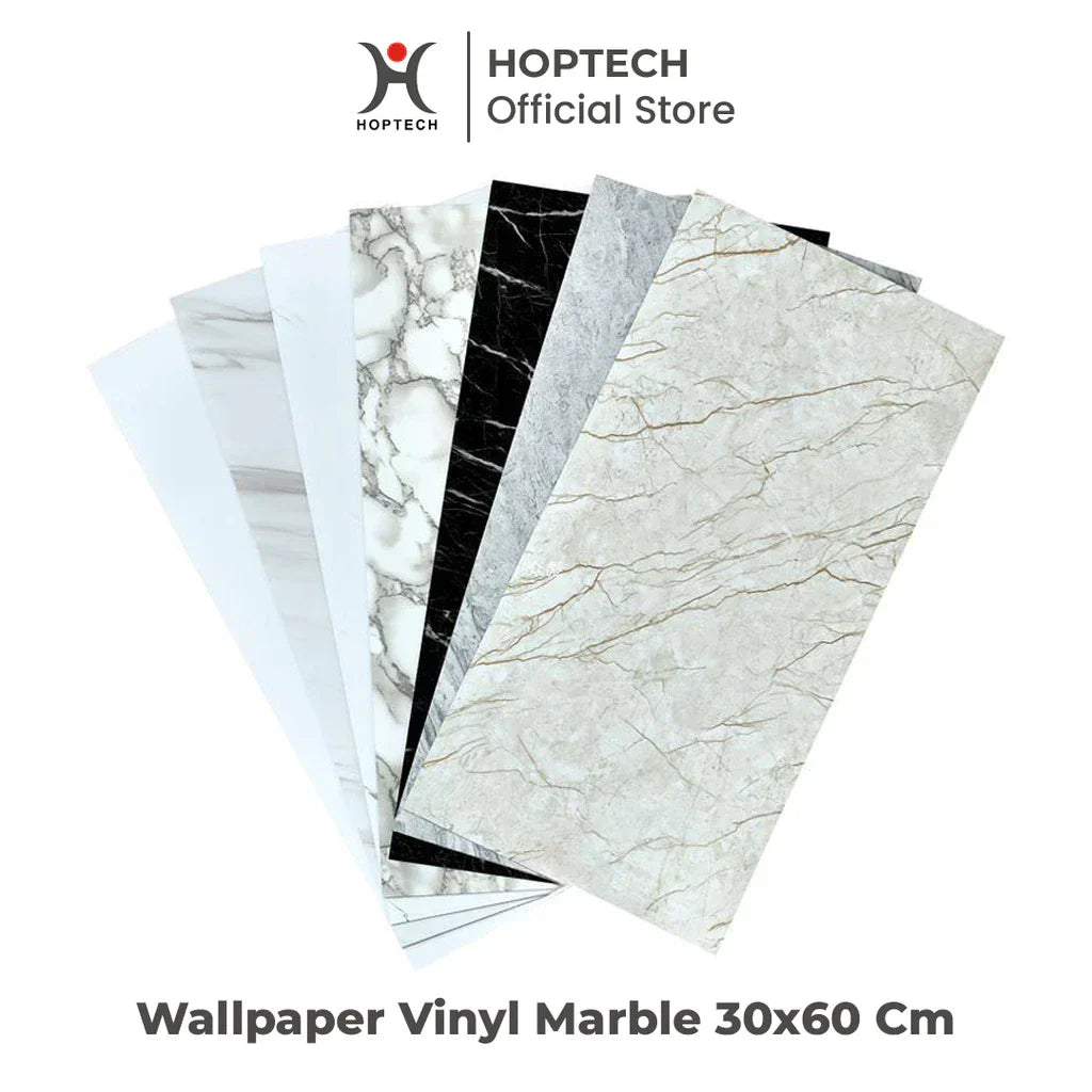 Hoptech - Wallpaper dinding Vinyl Marble Motif Kayu 30 x 60 cm 0,3cm Stiker Keramik A14