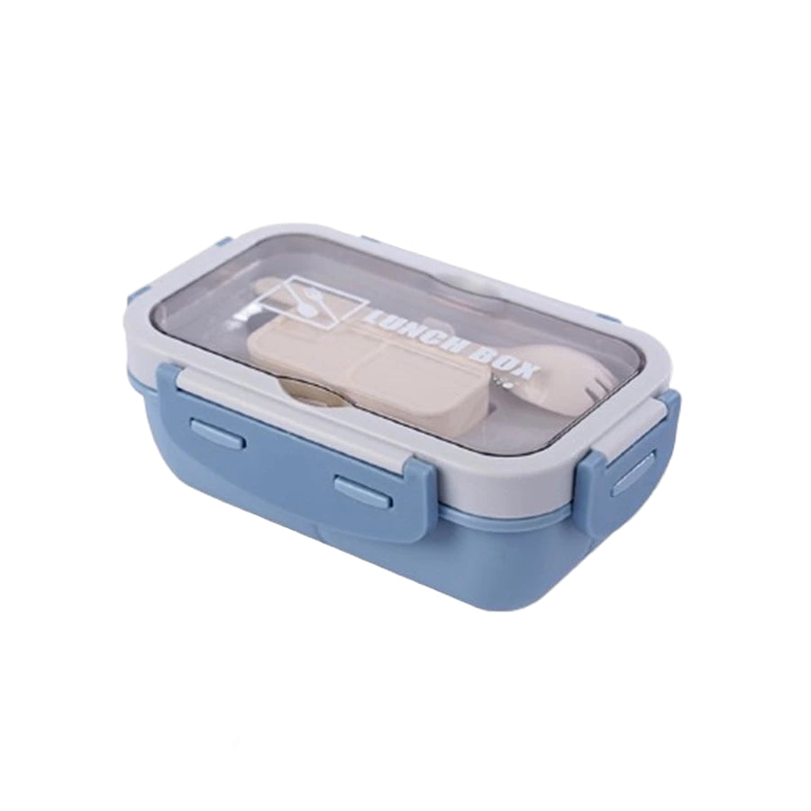 Hoptech - Set Kotak Makan Siang 840ml Desain Kompartemen Lunch Box Microwave Gratis Alat Makan Box Saus