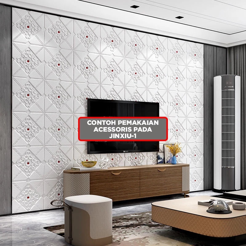 Hoptech - Wallpaper Tempel Sticker Dinding FOAM Timbul 3D Classic Motif Batik 70 x 77 cm