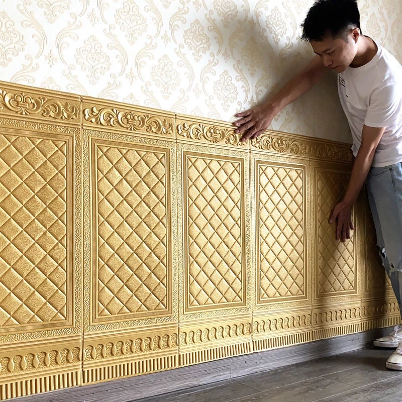 Wallpaper Dinding 3D motif Pintu Jati ukuran 70x90 CM tebal 5MM Self Adhesive