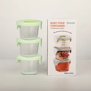Baby Food Container Glass 400ml 3in1 Glass MPASI Container Round Box Food Grade