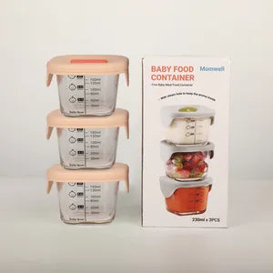 Baby Food Container Glass 400ml 3in1 Glass MPASI Container Round Box Food Grade