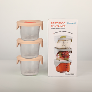 Baby Food Container Glass 400ml 3in1 Glass MPASI Container Round Box Food Grade