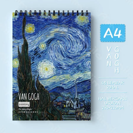 HOPTECH-Sketchbook A4 Aesthetic Vertical Drawing Book Spiral Binding 45 Sheets/90 Pages