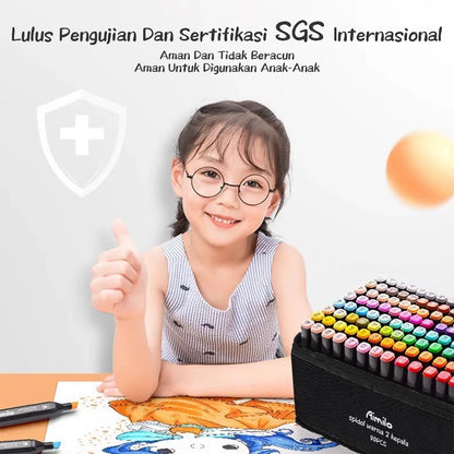 HOPTECH-Colorful Markers 1 Set Sketch Marker 2 Tip Touch Marker 48/60/80 Colors