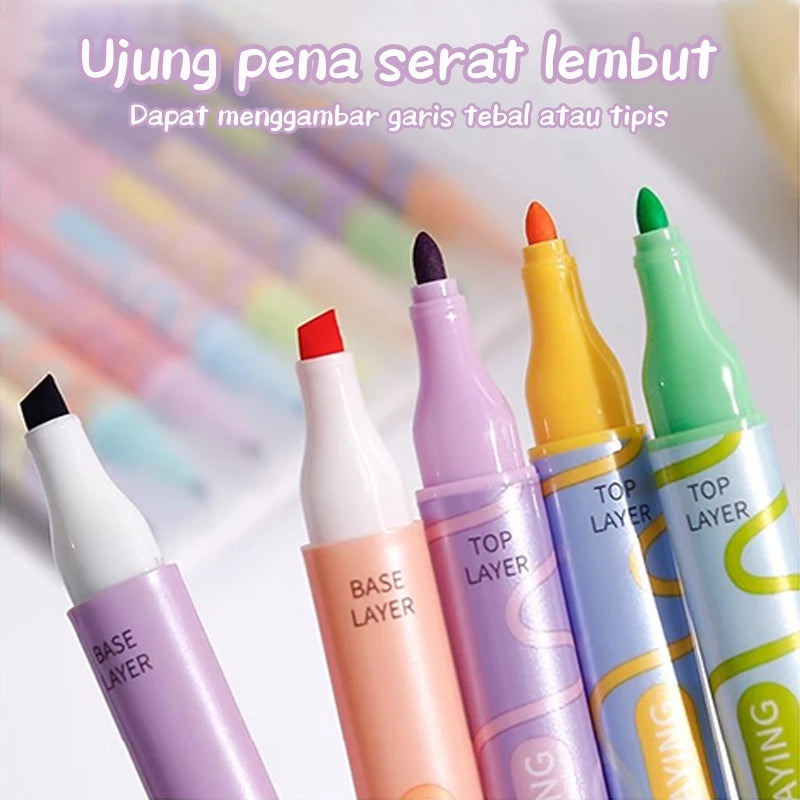 [READY] Hoptech Stabilo Pastel 1 Set 6 PCS 12 Colors Double-Sided Highlighter