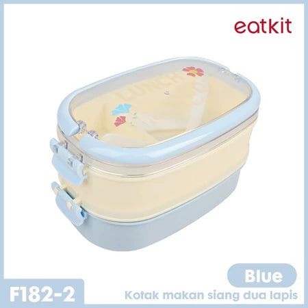Kotak Makan 2 Tingkat 1600ml Sauce Cup Lunch Box Set Double Layer Rantang Susun BPA Free