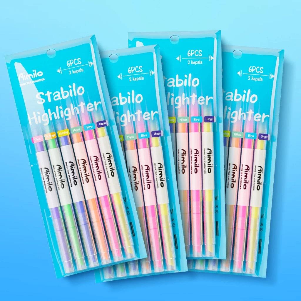 HOPTECH Stabilo Pastel 1 Set Highlighter 2 Sided 6 PCS