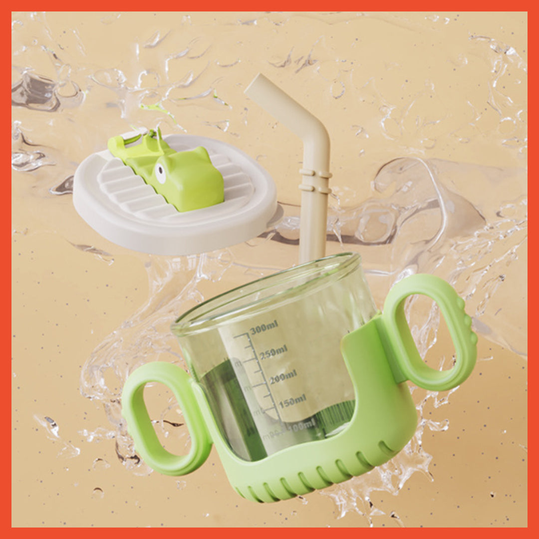 Baby Training Cup 300ml Toddler Drinking Bottle Silicone Straw BPA Free Children's Milk Cup