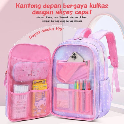 [READY] HOPTECH Girls' School Bags Elementary &amp; Middle School Children's School Bags Large Capacity Waterproof Backpacks Children's Gifts