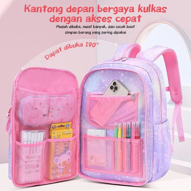 [READY] HOPTECH Girls' School Bags Elementary &amp; Middle School Children's School Bags Large Capacity Waterproof Backpacks Children's Gifts