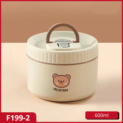 White food container with bear design and HOPTECH branding on a beige background