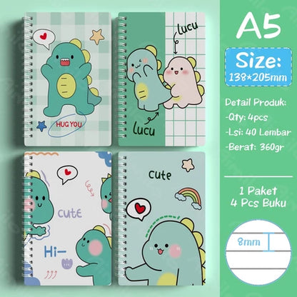 Notebook A5 1 Paket 4 Pcs Buku Diary Aesthetic Buku Jurnal Aesthetic Sekolah 40 Lembar