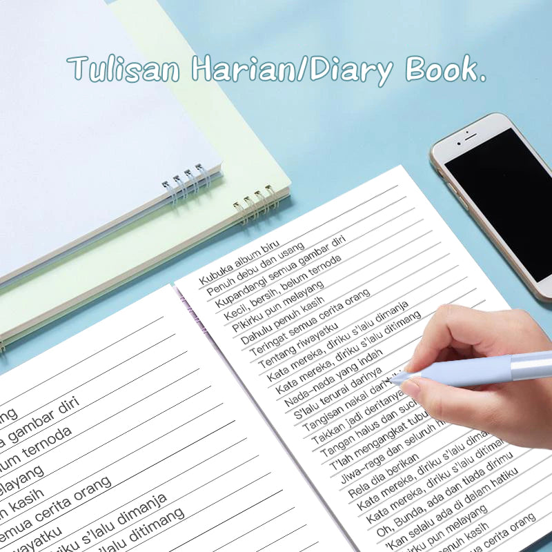 8-Hole Coil Notebook A5 Aesthetic Diary Book Waterproof Cover Note Book 40 Sheets