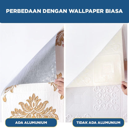 Hoptech - Wallpaper Dinding 3D Foam Motif Batik Bunga | Wallfoam High Quality Dekorasi Rumah