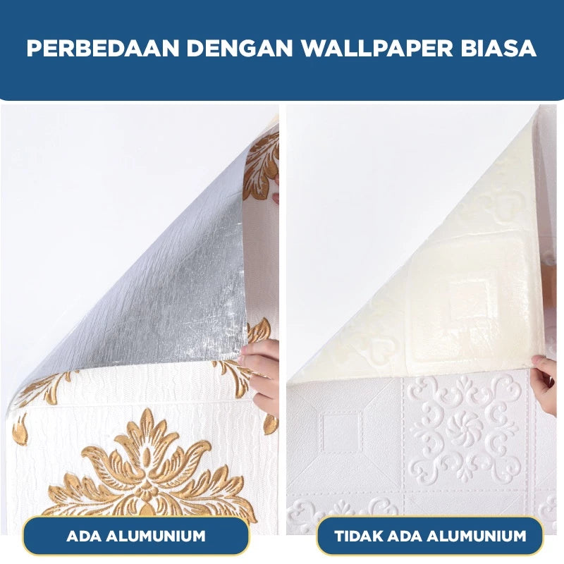 Hoptech - Wallpaper Dinding 3D Foam Motif Batik Bunga | Wallfoam High Quality Dekorasi Rumah