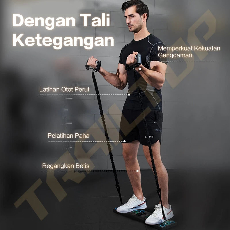 HOPTECH Push Up Board 3 in 1 Alat Olahraga Di Rumah Multifungsi Resistance Band Dan Alat Push Up