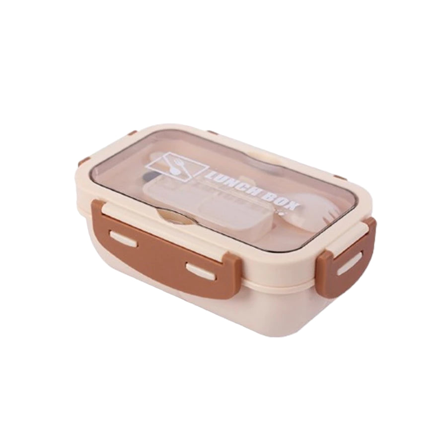 Hoptech - Set Kotak Makan Siang 840ml Desain Kompartemen Lunch Box Microwave Gratis Alat Makan Box Saus