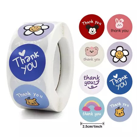 HOPTECH-Thank You Sticker 500 pcs/Color Self Adhesive Seal Label Roll Sticker thank you Large