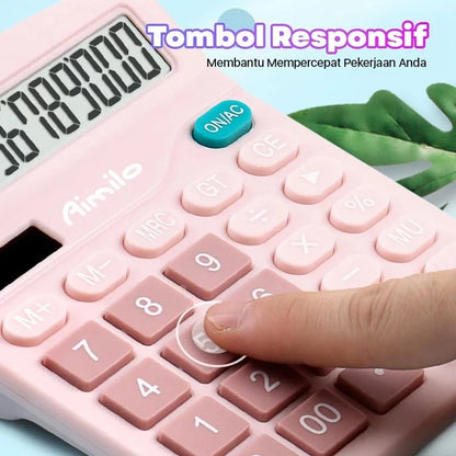 HOPTECH 12-Bit Digital Calculator Dual Energy Battery and Solar Energy Calculator Check Double Power