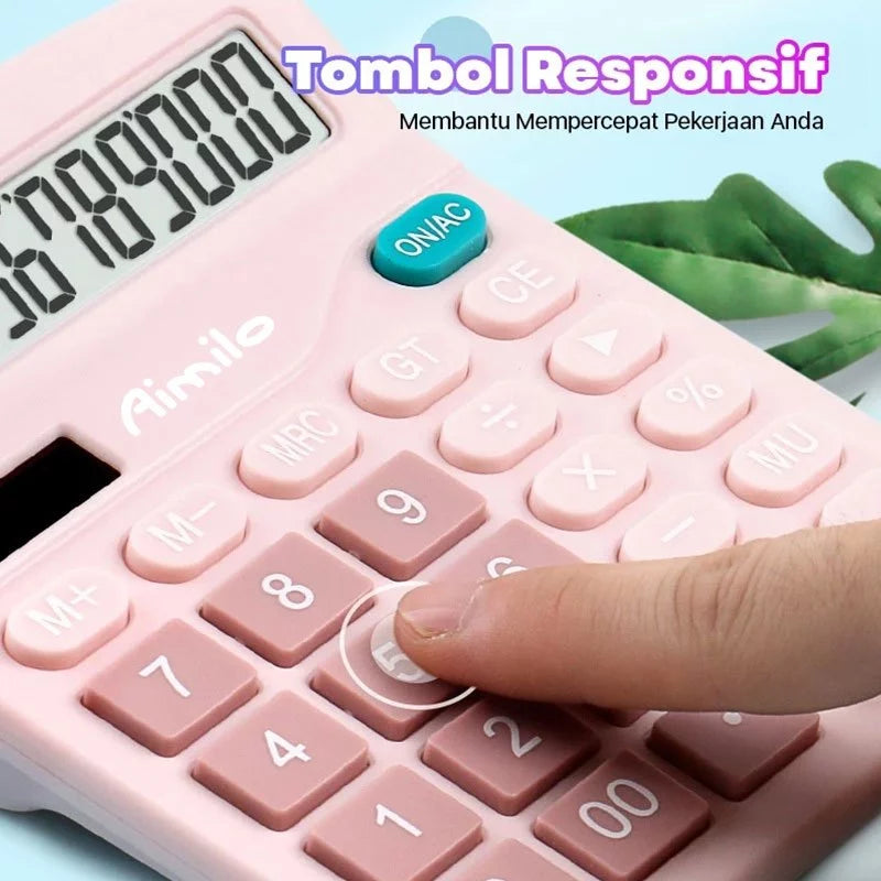 HOPTECH 12-Bit Digital Calculator Dual Energy Battery and Solar Energy Calculator Check Double Power
