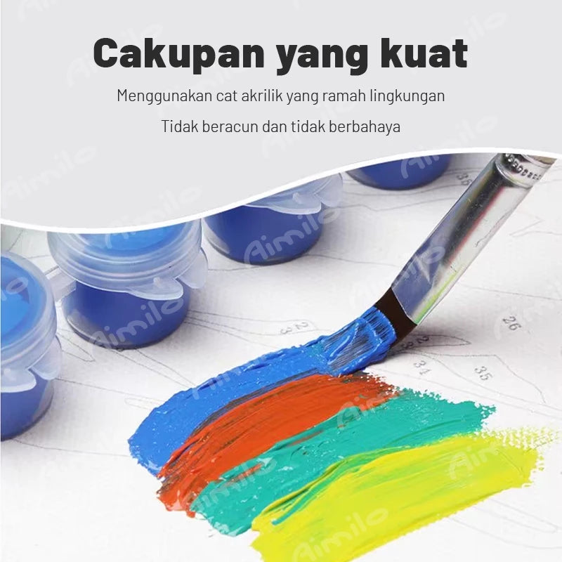 HOPTECH-Paint By Number 20x20cm Canvas Painting DIY Digital Painting Kit With Complete Painting Tools 1 Package