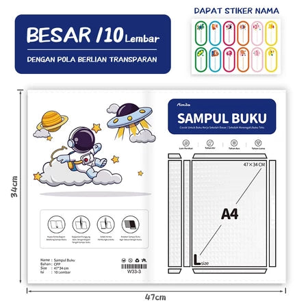 HOPTECH-Waterproof PVC Plastic Book Cover Lks Plastic Cover Protective Film Notebook 10 Sheets