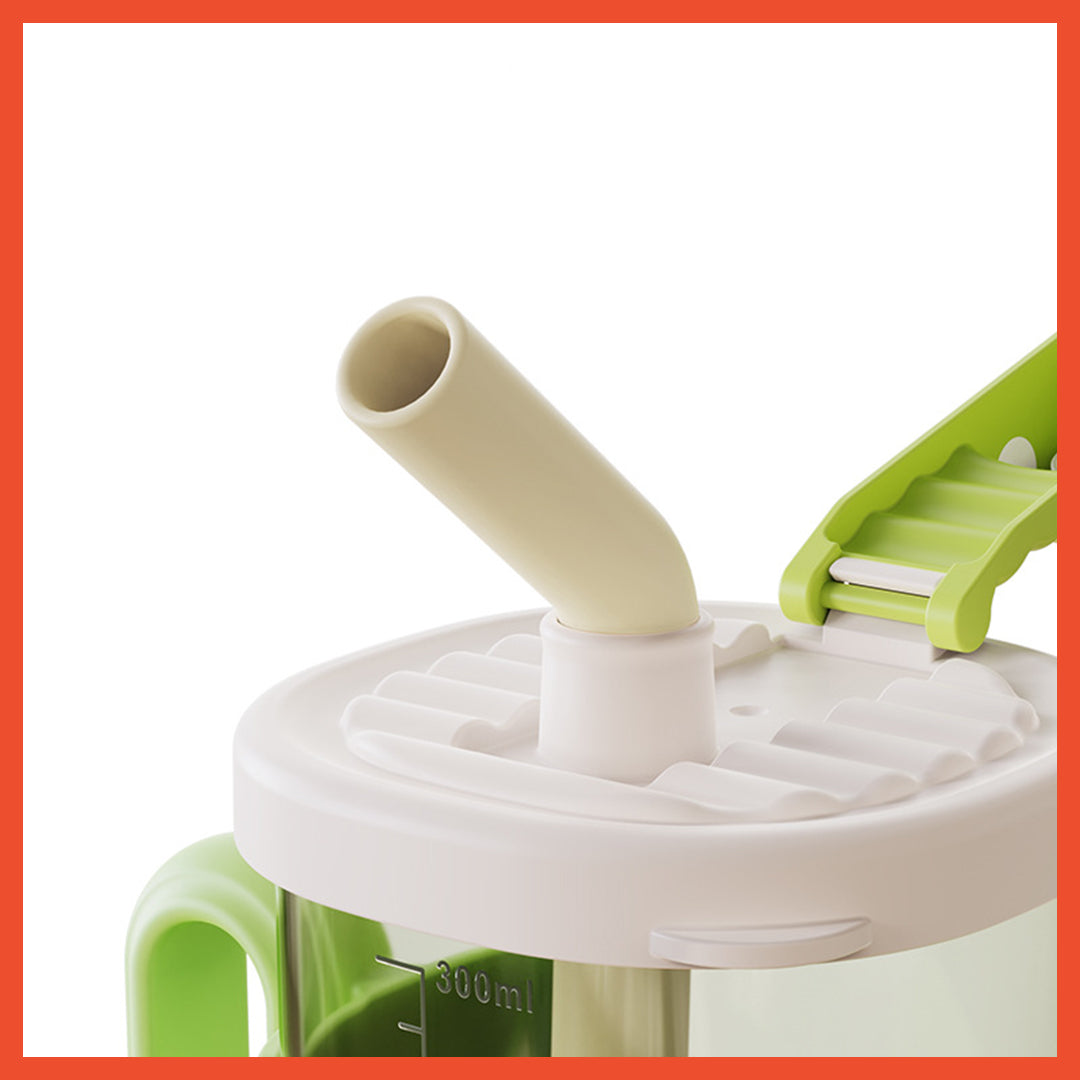 Baby Training Cup 300ml Toddler Drinking Bottle Silicone Straw BPA Free Children's Milk Cup