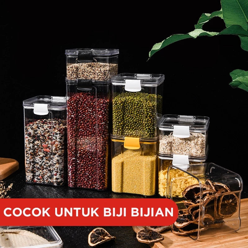 Hoptech - Toples Snack Kedap Udara Bening Kontainer Makanan Cereal Food Storage Jar 1800ml