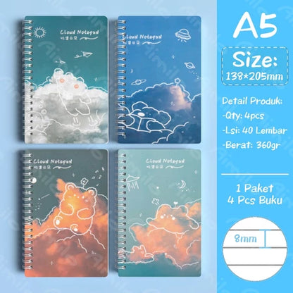 Notebook A5 1 Paket 4 Pcs Buku Diary Aesthetic Buku Jurnal Aesthetic Sekolah 40 Lembar