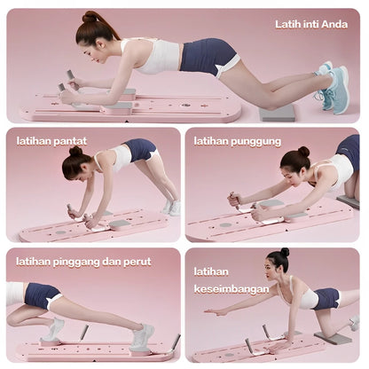 [READY] HOPTECH Papan Perut Latihan Perut Aerobik Pilates Board 5 ln 1 Push Up AB Wheel Roller Alat Sit Up